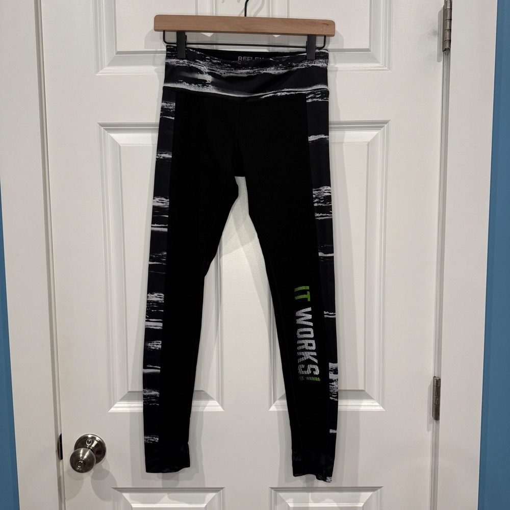 Reflex Womens Size XS It Works Graphic Mesh Leggings Yoga Pants Activewear
